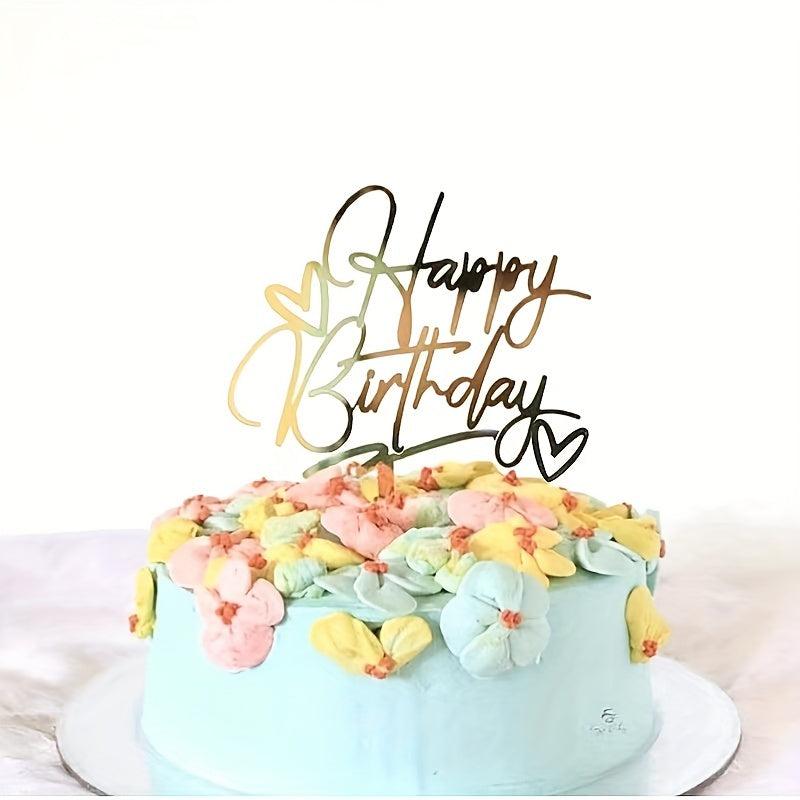 Double Heart Acrylic Cake Topper for Birthday Parties and Cake Decor