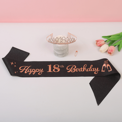 2pcs 18th Birthday Tiara and Sash Set Crown and Sash for Girls' Party Supplies