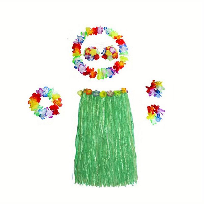 Hawaiian Tropical Party Straw Skirt Set for Masquerade Summer Parties
