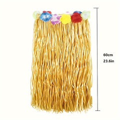 Hawaiian Tropical Party Straw Skirt Set for Masquerade Summer Parties