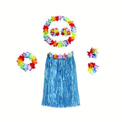 Hawaiian Tropical Party Straw Skirt Set for Masquerade Summer Parties