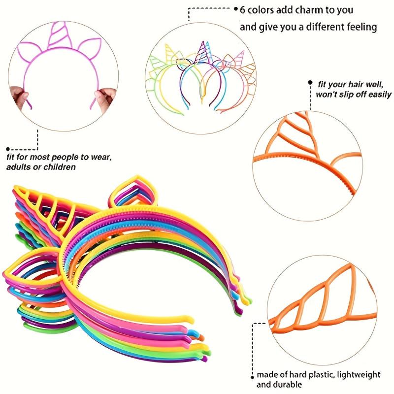 6pcs Unicorn Headbands Cosplay Plastic Hairbands Unicorn Hair Loop Headwear