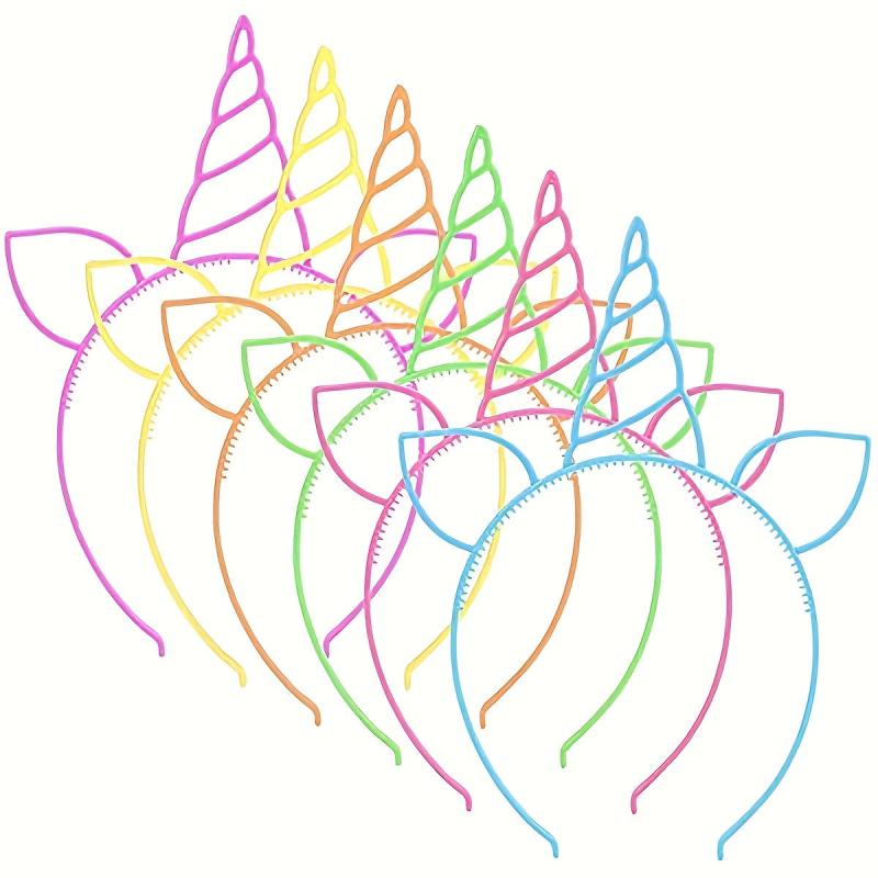 6pcs Unicorn Headbands Cosplay Plastic Hairbands Unicorn Hair Loop Headwear