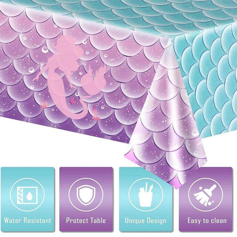 Mermaid Tablecloth Disposable Party Decoration for Birthdays Christmas