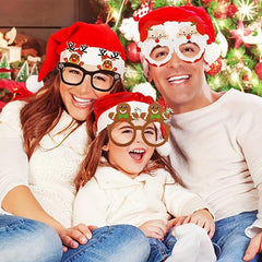 12pcs Christmas 3D Paper Glasses Santa Snowman Tree Designs Adult Party Decor