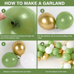 Green Balloons Garland Arch Kit Golden Latex Balloons Party Decoration