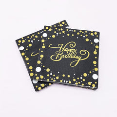 20pcs Happy Birthday Star Polka Dot Disposable Napkin Scene Decor Room Decor