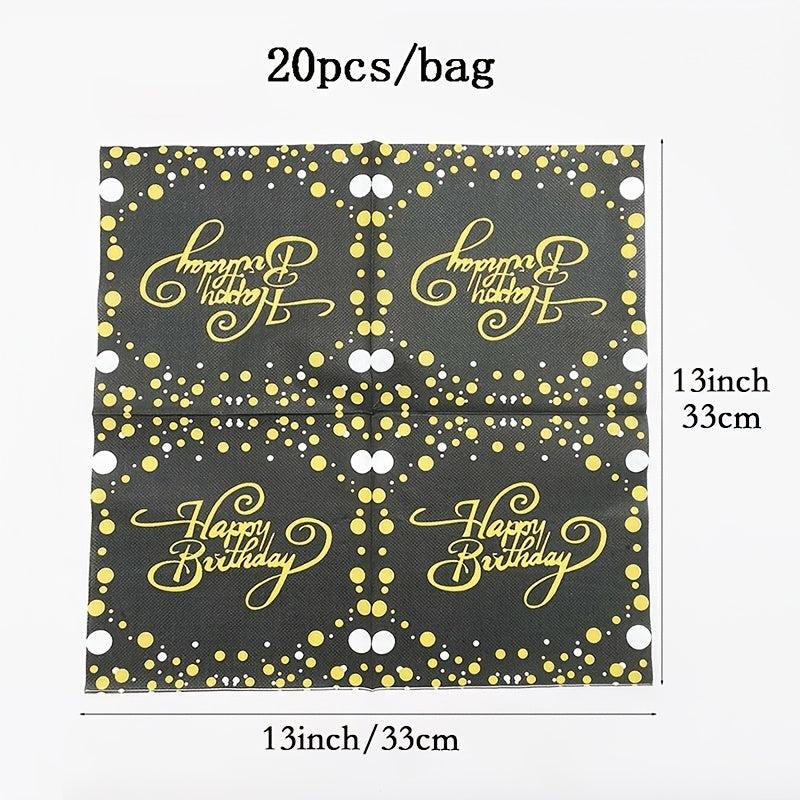 20pcs Happy Birthday Star Polka Dot Disposable Napkin Scene Decor Room Decor