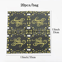 20pcs Happy Birthday Star Polka Dot Disposable Napkin Scene Decor Room Decor