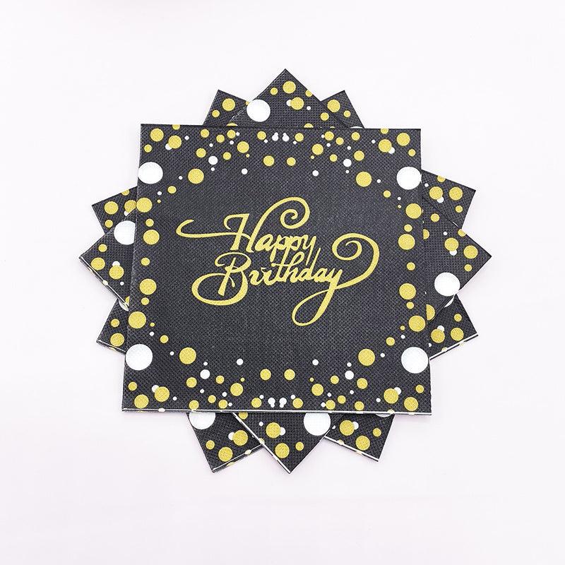 20pcs Happy Birthday Star Polka Dot Disposable Napkin Scene Decor Room Decor
