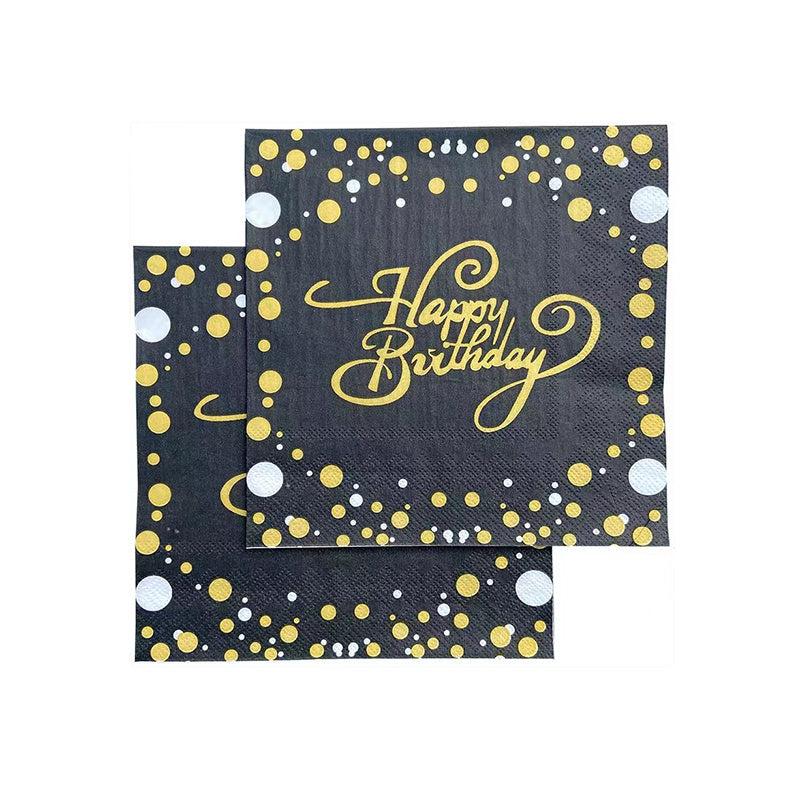 20pcs Happy Birthday Star Polka Dot Disposable Napkin Scene Decor Room Decor