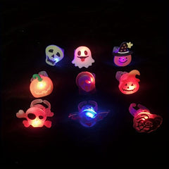 10pcs Halloween Glow Ring Set Colorful Ring Brooch Party Decoration