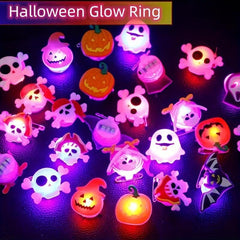 10pcs Halloween Glow Ring Set Colorful Ring Brooch Party Decoration