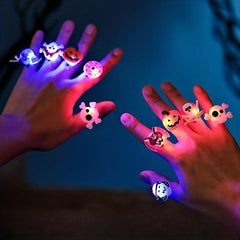 10pcs Halloween Glow Ring Set Colorful Ring Brooch Party Decoration
