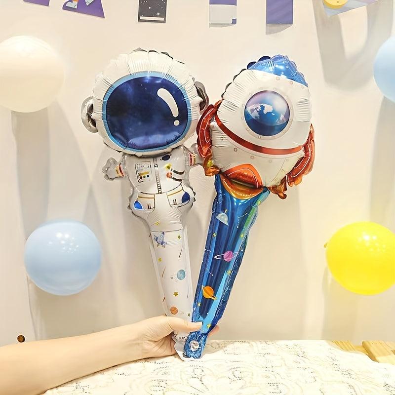 Space Theme Balloon Decorations for Parties Aluminum Film Handheld Stick