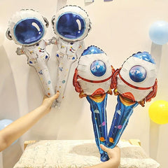 Space Theme Balloon Decorations for Parties Aluminum Film Handheld Stick