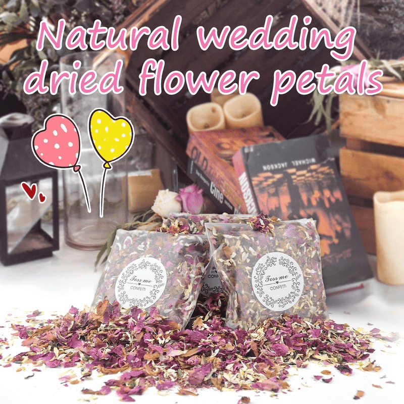 8 Packs Natural Wedding Confetti Dried Flowers Rose Petals Bridal Shower Decor