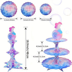 3 Tier Mermaid Cupcake Stand Holder Under the Sea Theme Party Supplies