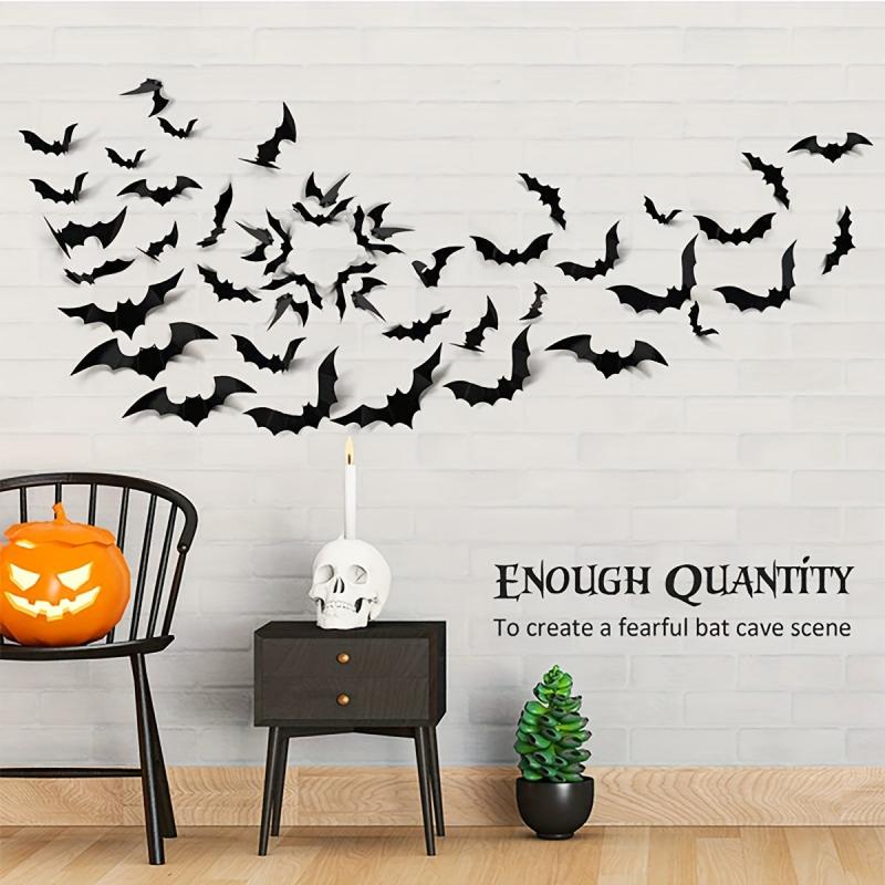 16pcs Halloween Bat Wall Stickers Window Decor
