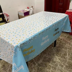 1pc Disposable Tablecloth Waterproof Reusable Tablecloth Birthday Party Decor