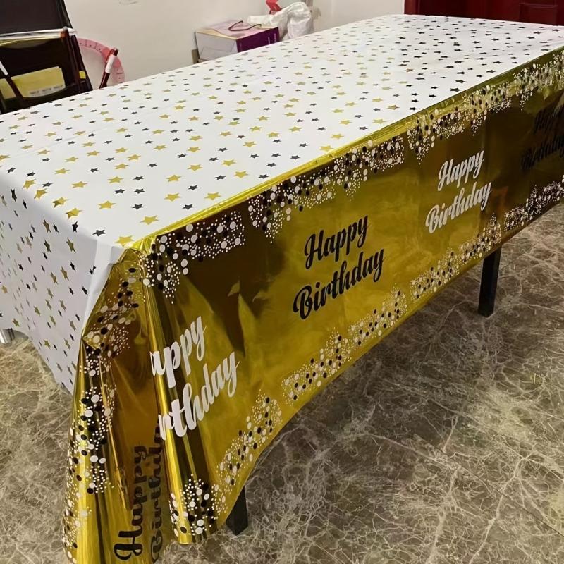 1pc Disposable Tablecloth Waterproof Reusable Tablecloth Birthday Party Decor