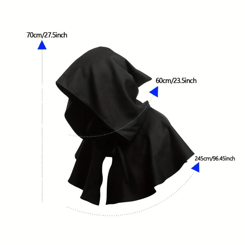 Medieval Cowl Hooded Cloak Halloween Grim Cowl Poncho Cosplay Costume