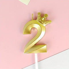 Golden Pink Crown Birthday Candle for Cake Decoration