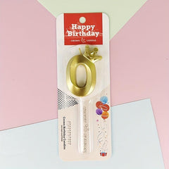 Golden Pink Crown Birthday Candle for Cake Decoration