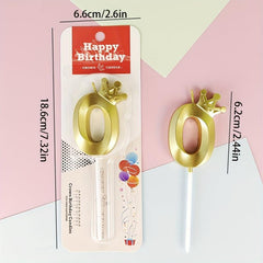Golden Pink Crown Birthday Candle for Cake Decoration