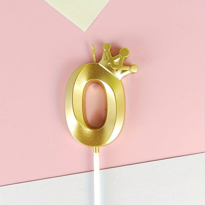 Golden Pink Crown Birthday Candle for Cake Decoration