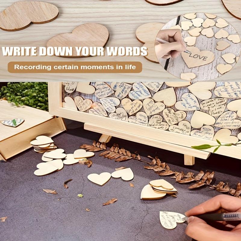 Wooden Heart Rustic Wedding Guest Book 100pcs
