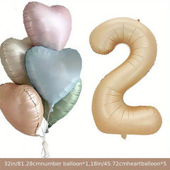 6pcs Happy Birthday Balloons with Heart & Number Foils