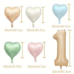 6pcs Happy Birthday Balloons with Heart & Number Foils