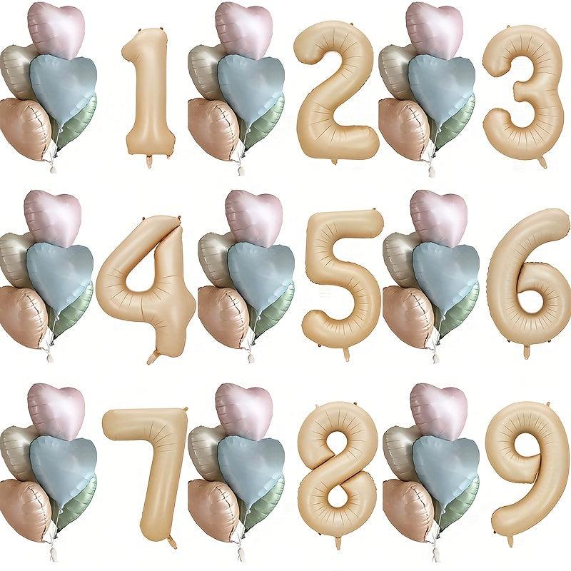 6pcs Happy Birthday Balloons with Heart & Number Foils
