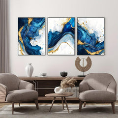 3pcs & Golden Abstract Canvas Prints Abstract Art Minimalism Bedroom Decor
