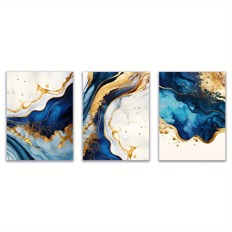 3pcs & Golden Abstract Canvas Prints Abstract Art Minimalism Bedroom Decor