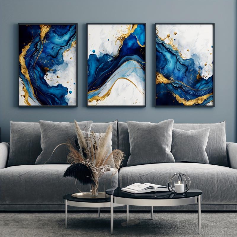 3pcs & Golden Abstract Canvas Prints Abstract Art Minimalism Bedroom Decor