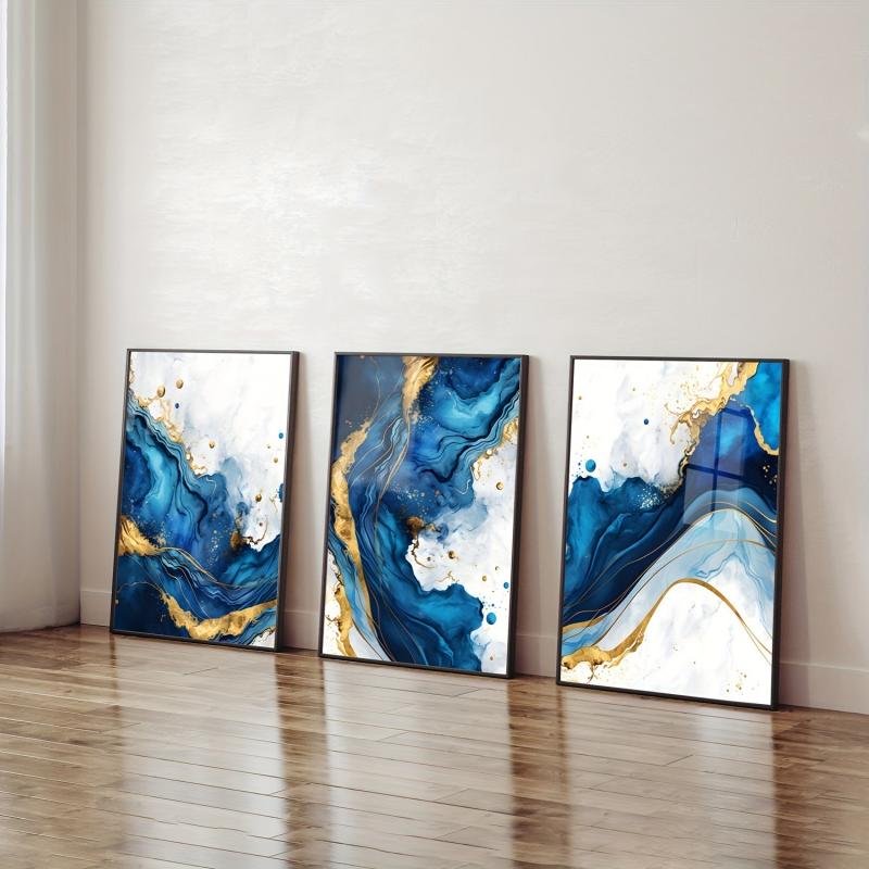 3pcs & Golden Abstract Canvas Prints Abstract Art Minimalism Bedroom Decor