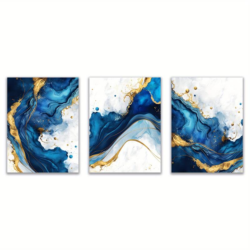 3pcs & Golden Abstract Canvas Prints Abstract Art Minimalism Bedroom Decor
