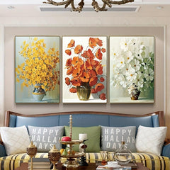 3pcs Frameless Abstract Flowers Wall Poster Canvas Painting