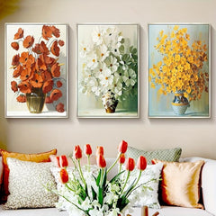 3pcs Frameless Abstract Flowers Wall Poster Canvas Painting