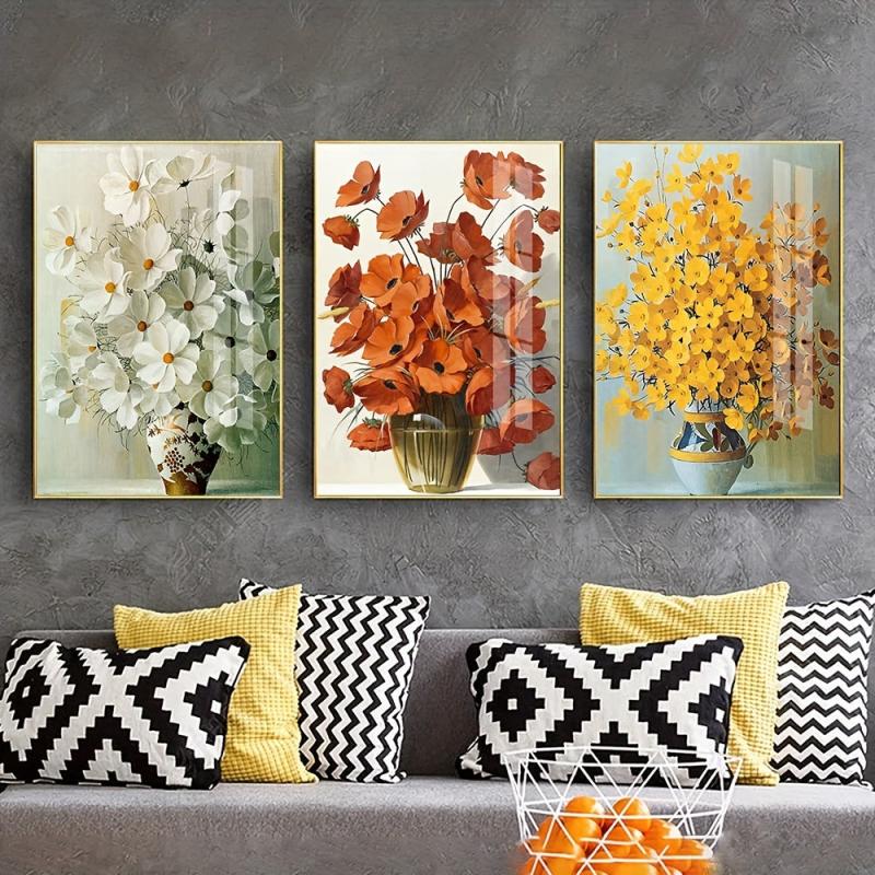 3pcs Frameless Abstract Flowers Wall Poster Canvas Painting