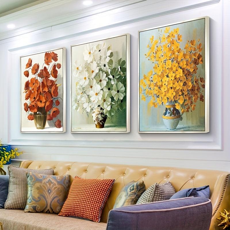 3pcs Frameless Abstract Flowers Wall Poster Canvas Painting
