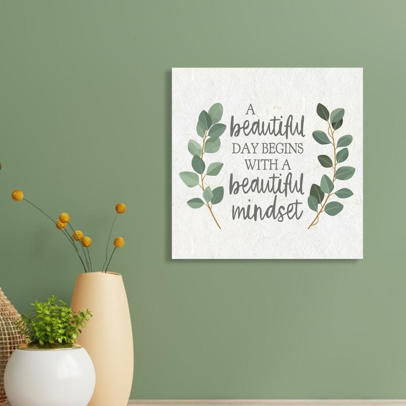 Inspirational Slogan & Green Branches Print Art With Frame