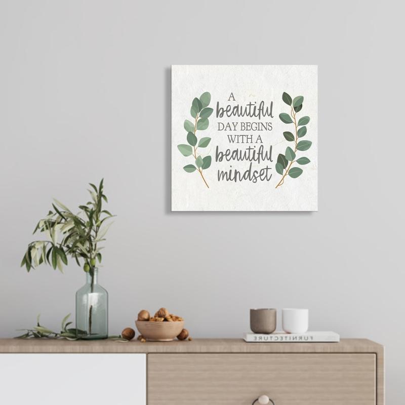 Inspirational Slogan & Green Branches Print Art With Frame