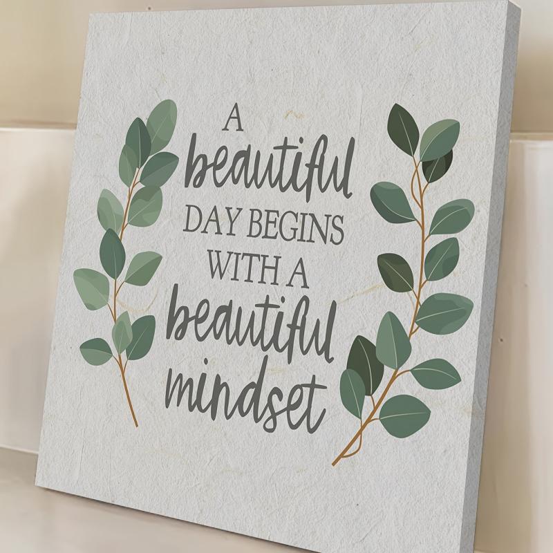 Inspirational Slogan & Green Branches Print Art With Frame