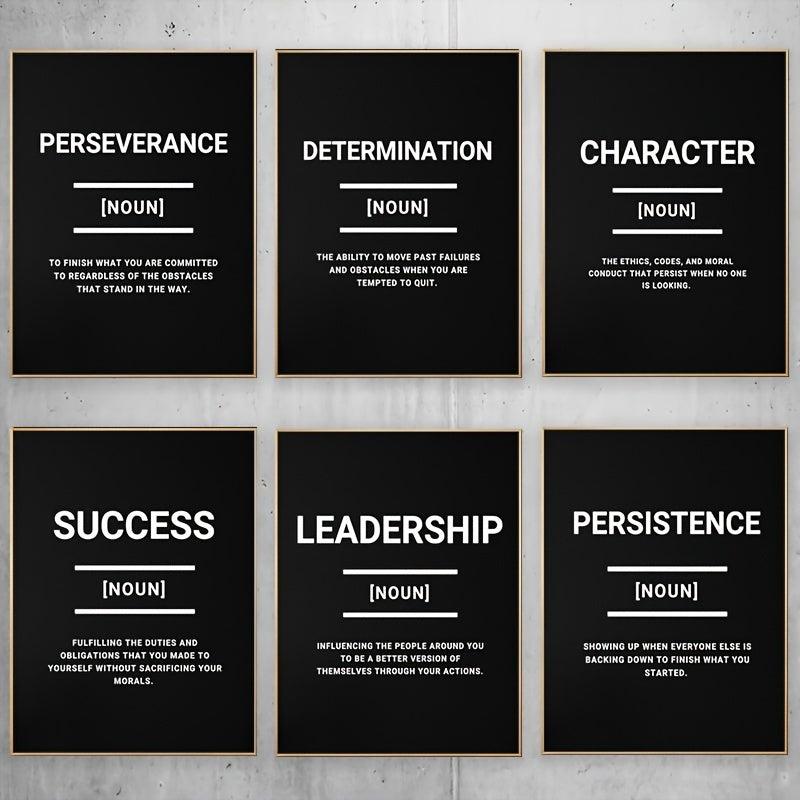 6pcs Inspirational Name Poster Wall Decoration No Frame Needed