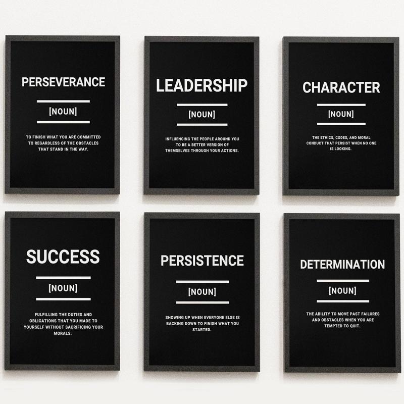 6pcs Inspirational Name Poster Wall Decoration No Frame Needed