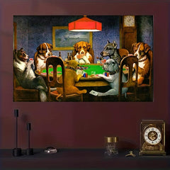 High Printed Dogs Playing Poker Mahjong Table with 7 Animals