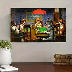 High Printed Dogs Playing Poker Mahjong Table with 7 Animals
